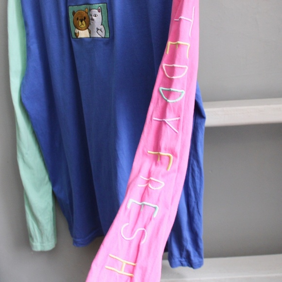 Teddy Fresh x Rip N Dip Colorblock Embroidered Long Sleeve T-Shirt Size Large - Picture 5 of 8